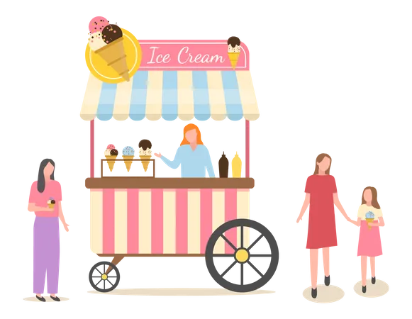 Carrito de helados  Ilustración