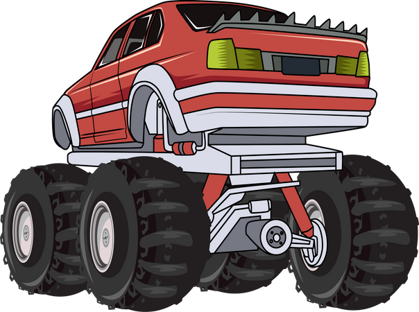 Carro de caminhão monstro vermelho  Ilustração
