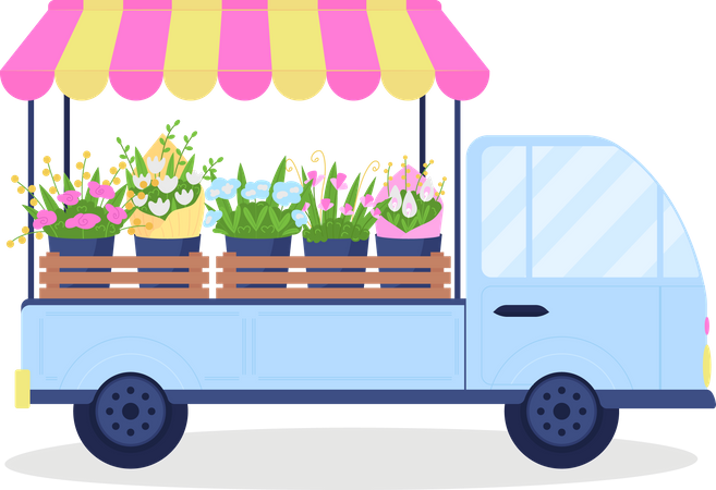 Carro de flores  Ilustración