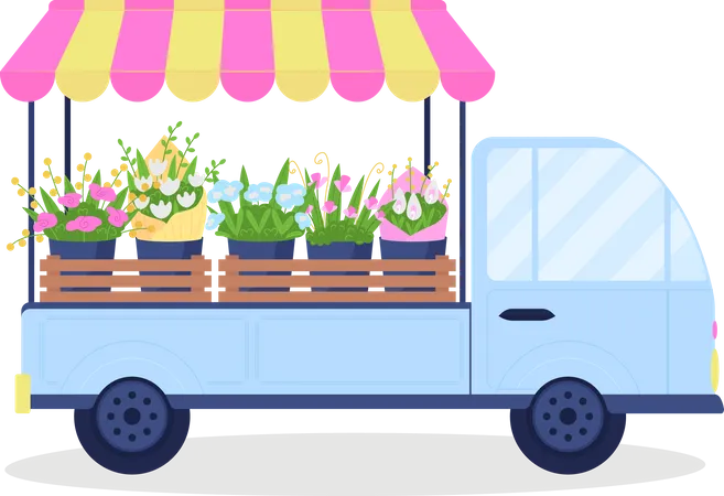 Carro de flores  Ilustración