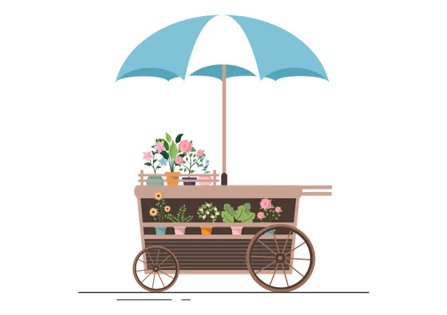 Tienda De Flores Y Plantas Con Cuidado De Floristas Productos Naturales Organicos Para Decoracion Verde Del Jardin Del Hogar En Ilustracion Vectorial De Fondo Plano Ilustración
