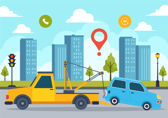 Carro de reboque automático  Ilustração