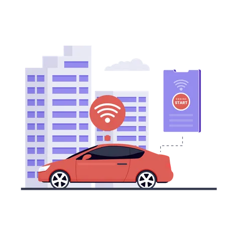 Carro de condução inteligente  Ilustração