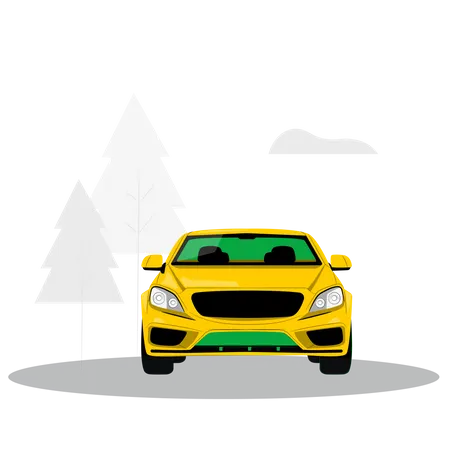 Carro estacionado na floresta  Ilustração