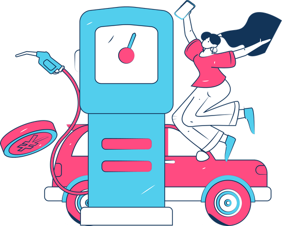 Encher gasolina do carro  Ilustração