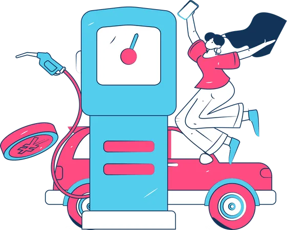 Encher gasolina do carro  Ilustração