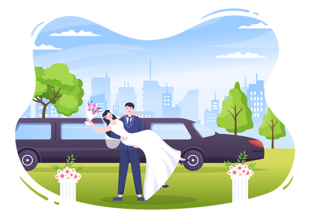 Carro limusine para casamento  Ilustração