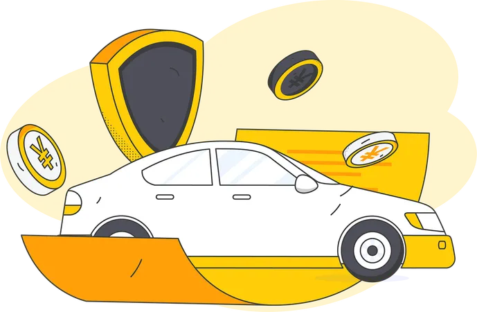 Carro novo com seguro auto  Illustration