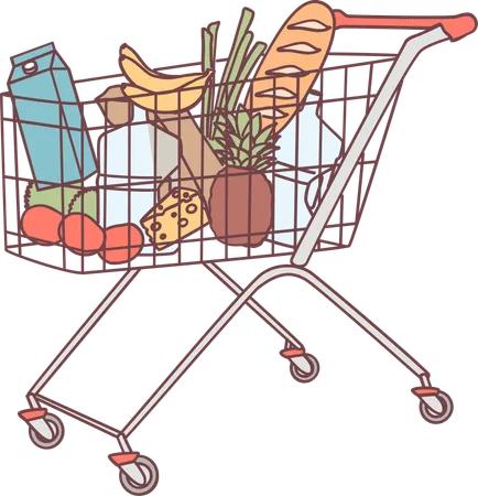 Carrito de verduras  Ilustración