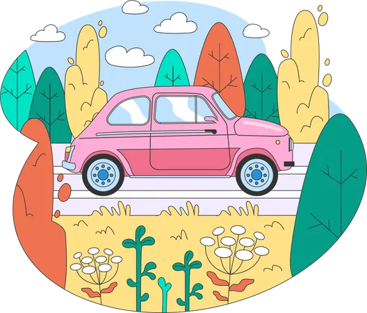 Carro de viagem  Ilustração