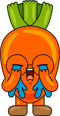 Carrot Mascot crying  Illustration