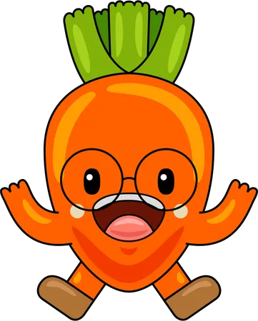 Carrot Mascot jumping in air  Illustration