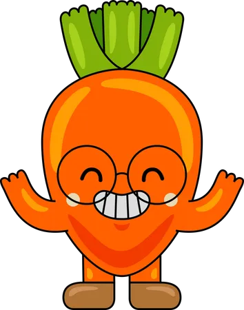 Carrot Mascot raising hands  Illustration