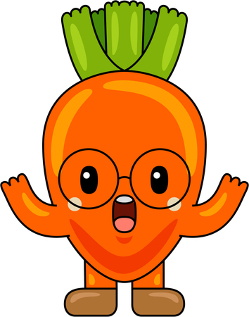 Carrot Mascot with hands up  Illustration