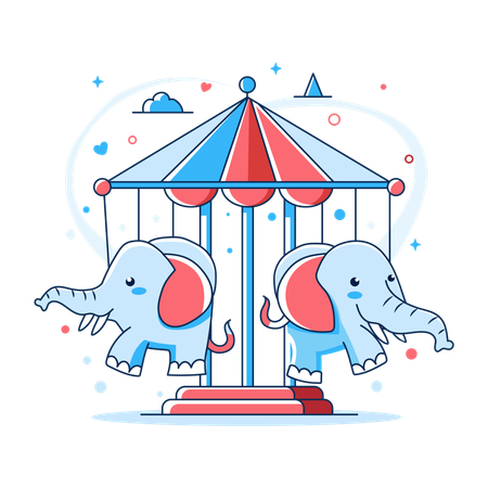 Carrousel d'éléphants  Illustration