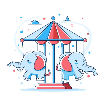 Carrousel d'éléphants  Illustration