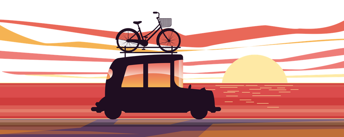 Carry bicycle on their cars Illustration