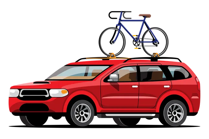 Tourists Are Equipped With Equipment To Carry Bicycles On Their Cars To Go On A Scenic Ride At Tourist Attractions Flat Vector Illustration Design Illustration