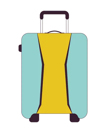 Carrying Baggage Flat Line Color Isolated Vector Object Luggage Wheels Packing Suitcase Editable Clip Art Image On White Background Simple Outline Cartoon Spot Illustration For Web Design Illustration