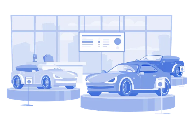 Cars Dealership Center Showroom Interior  Illustration