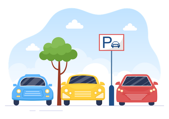 Cars in parking Illustration