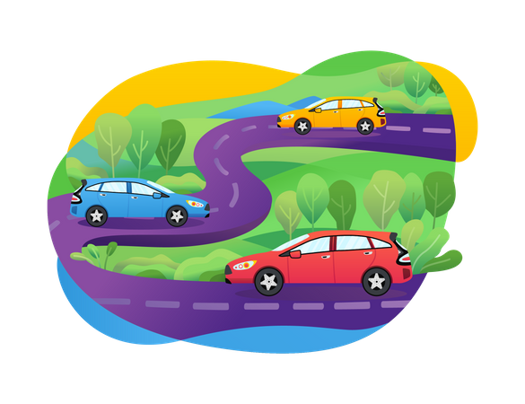 Cars On Highway  Illustration