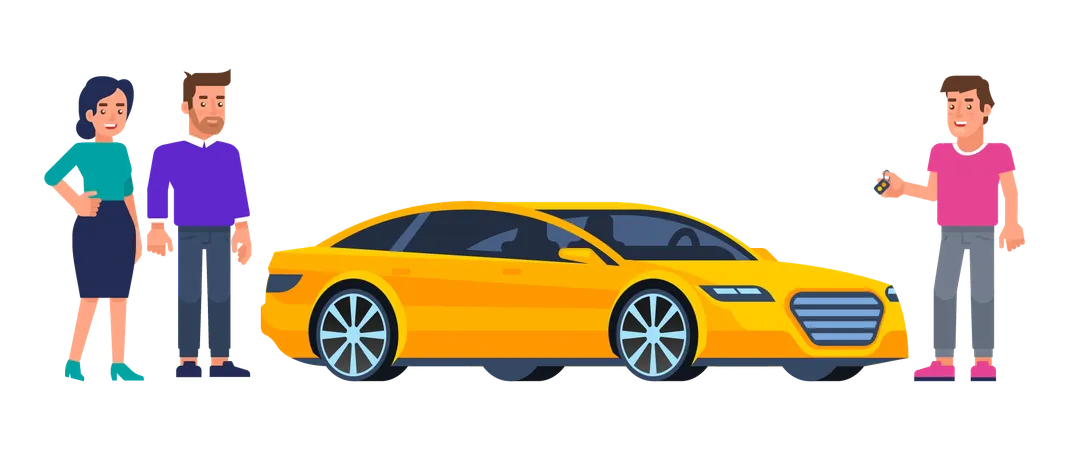 Leute, die ein Auto mieten  Illustration