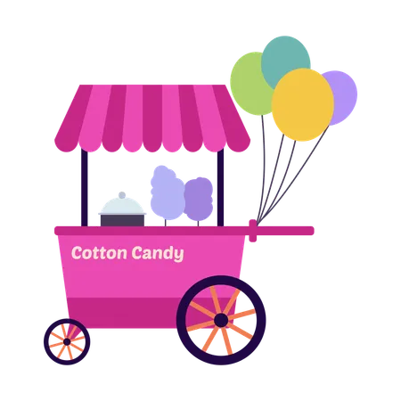 Cart Cotton Candy Illustration