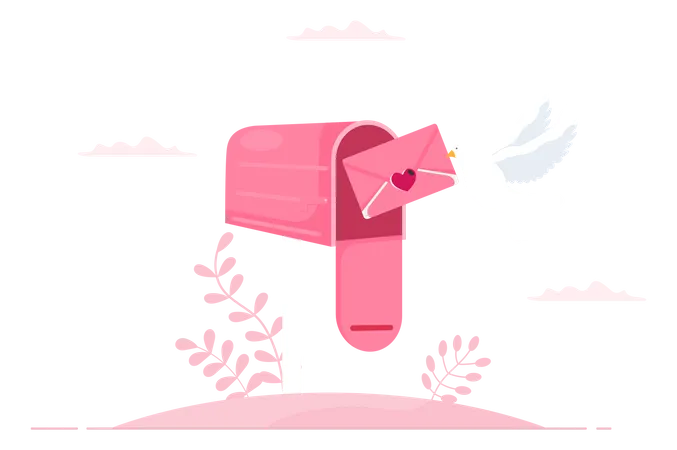 Carta de amor na caixa de correio  Ilustração