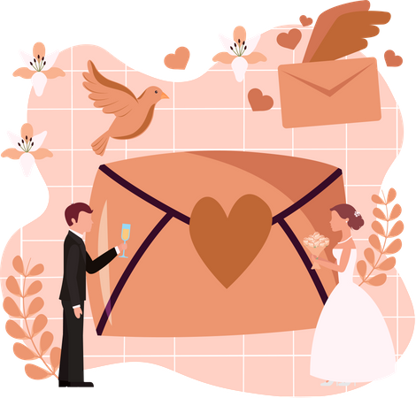 Carta de boda  Ilustración