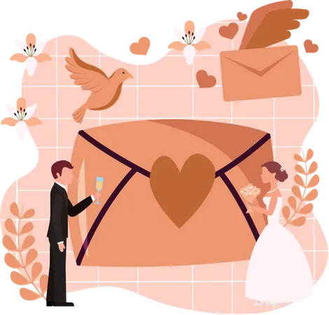 Carta de boda  Ilustración