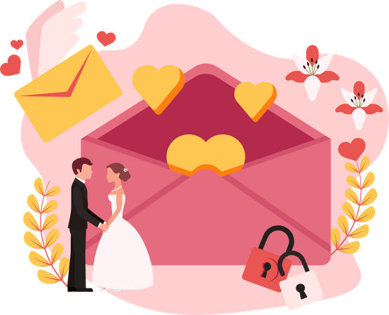 Carta de boda  Ilustración