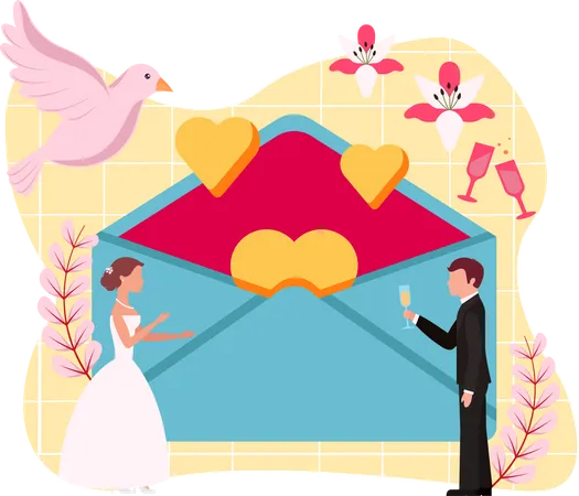 Carta de boda  Ilustración