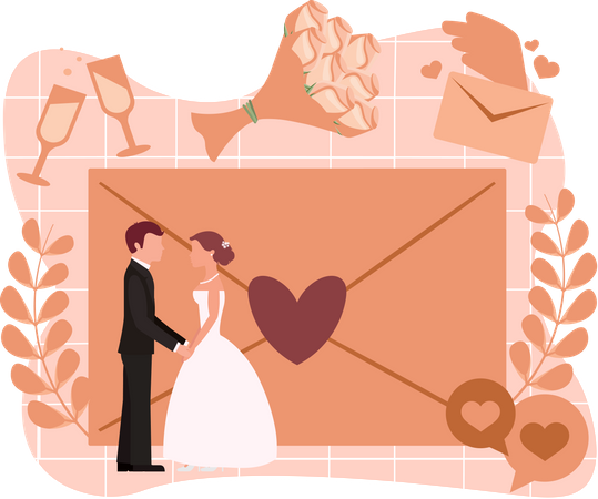 Carta de boda  Ilustración