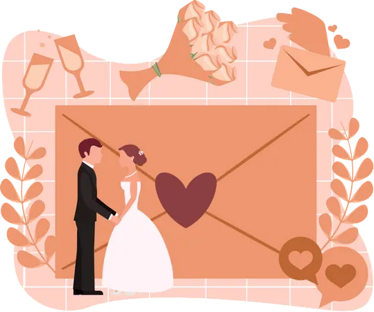 Carta de boda  Ilustración