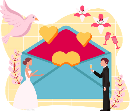 Carta de casamento  Ilustração