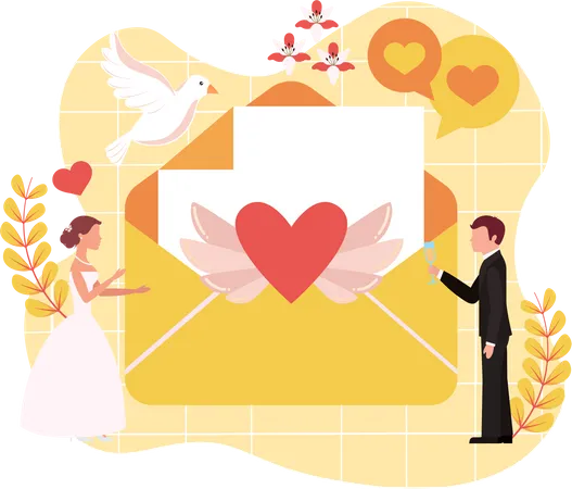 Cartão de convite de casamento  Ilustração