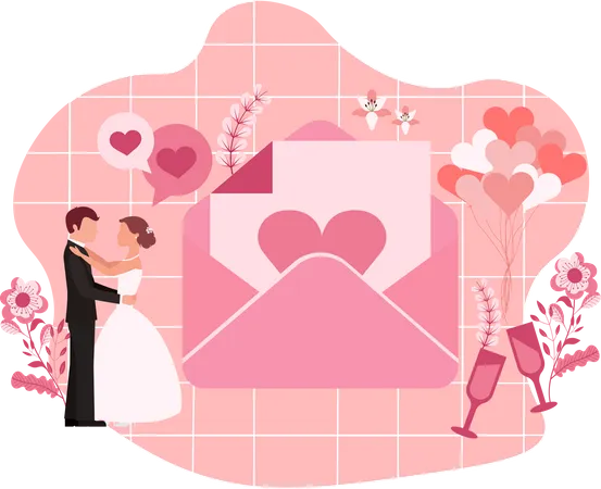 Cartão de casamento  Ilustração