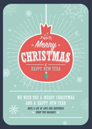 Cartao De Feliz Natal Em Uma Bola De Natal Decorativa Em Fundo De Inverno Ilustracao Vetorial Ilustração