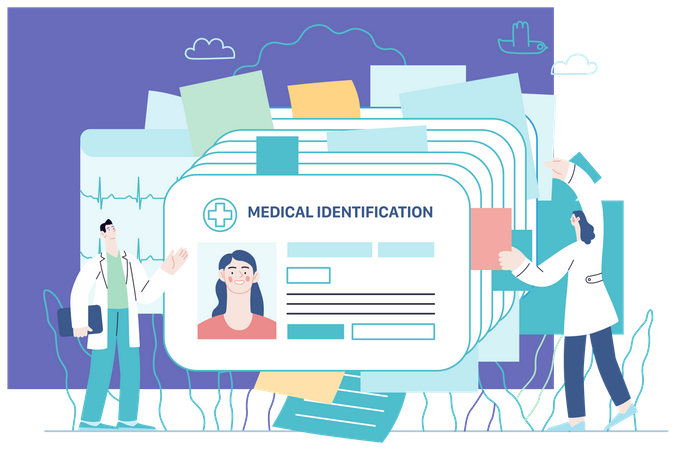 Carteira de identidade médica  Ilustração