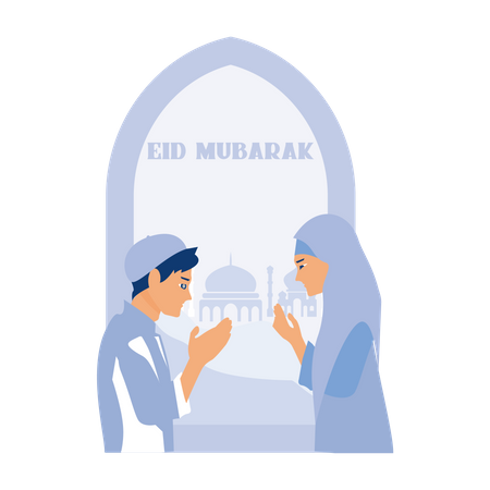 Cartão de felicitações de eid mubarak  Ilustração