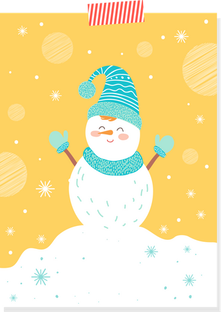 Cartão postal do boneco de neve  Ilustração