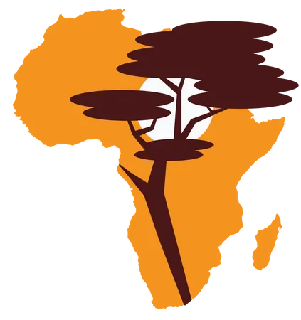 Carte De L Afrique Avec Arbre Et Soleil Illustration