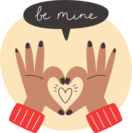 Carte avec les mains en forme de coeur pour la Saint-Valentin  Illustration