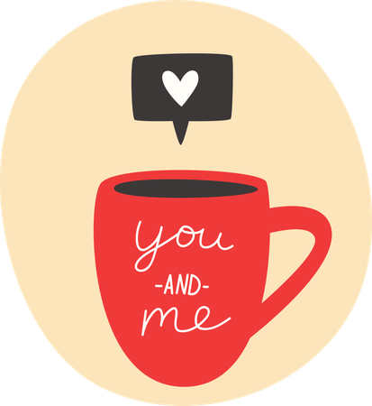 Carte avec tasse rouge pour la Saint-Valentin  Illustration