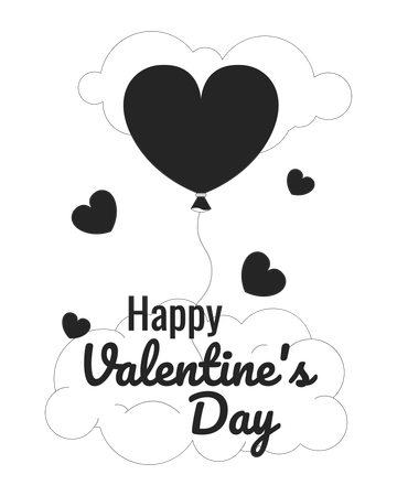 Carte de voeux Saint Valentin ballon en forme de coeur  Illustration