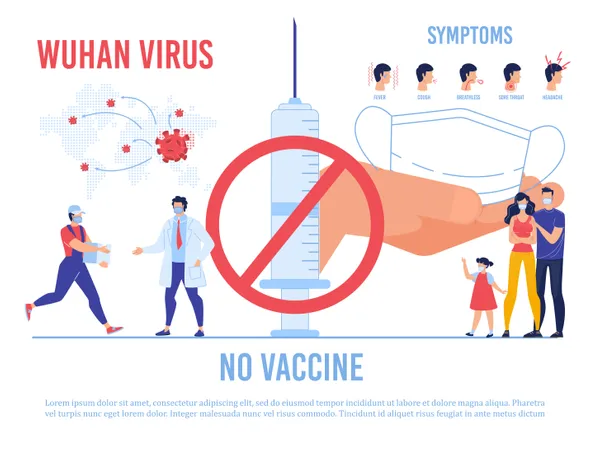 Póster de advertencia sin vacuna contra el virus de Wuhan  Ilustración