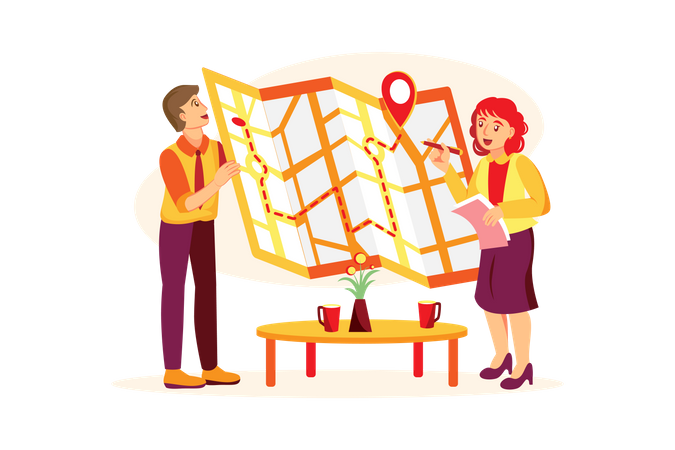 Cartographie routière du nouveau site commercial  Illustration