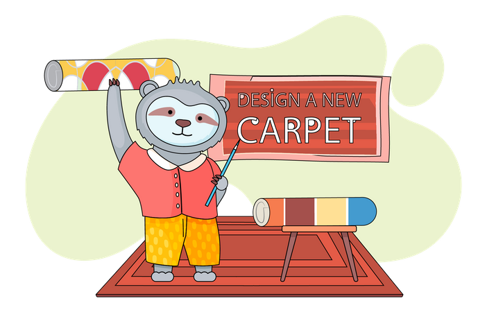 Cartoon character standing in childrens room  Illustration