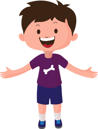 Cartoon glücklicher kleiner Junge mit ausgebreiteten Armen  Illustration